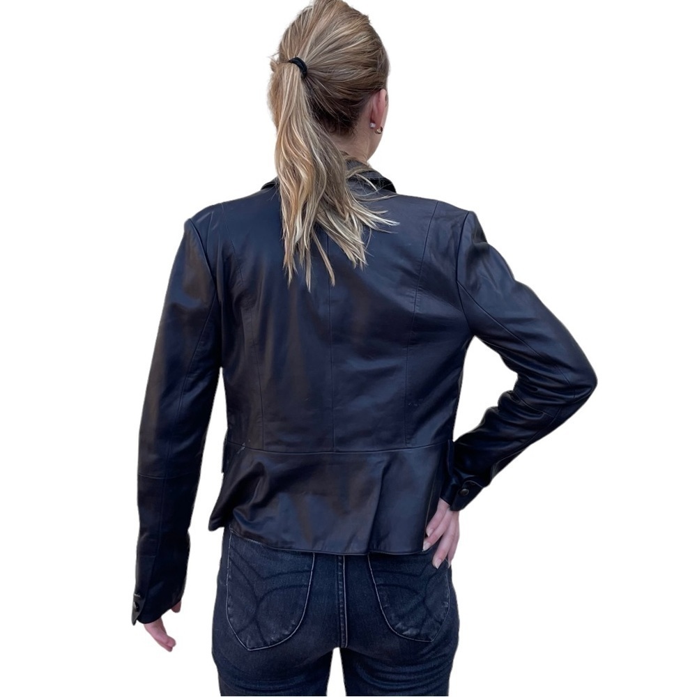 L’AGENCE Lamb Leather Double Breasted Blazer Size 8 NWT - Picture 7 of 16